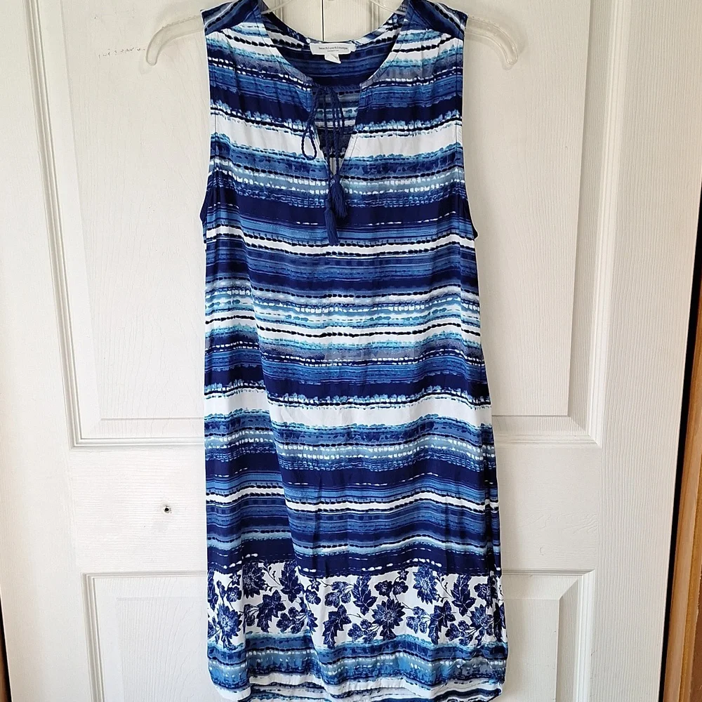 beachlunchlounge mini dress - sleeveless - S - blues/white